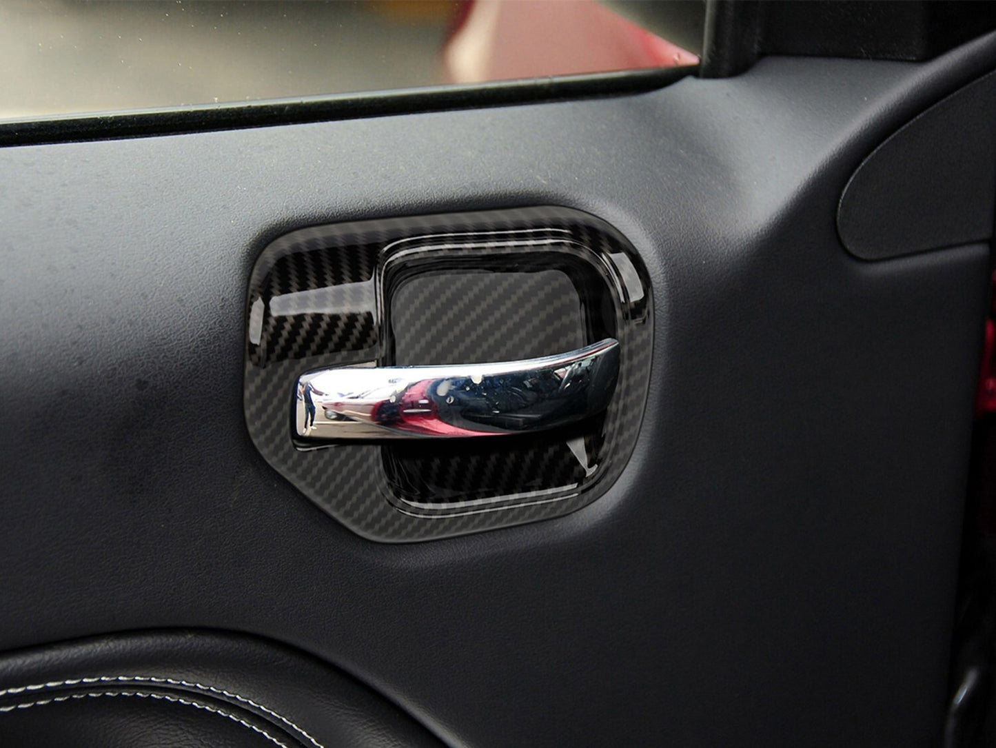 4pcs Inner Door Handle Bowl Cover Trim Carbon for Jeep Compass 2010-2016