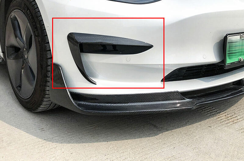Carbon Fiber Front Fog Light Lamp Eyebrow Spoiler Cover for Tesla Model 3 17-23