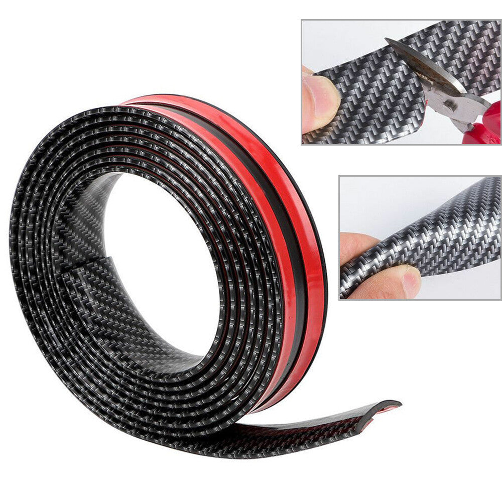 Black Car Accessory Sticker Carbon Fiber Rubber Door Sill Bumper Strip Protector
