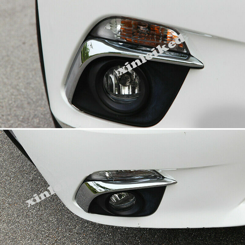 for Mazda 3 Axela 2014-2016 Gloss Chrome Front Fog Light Lamp Eyelid Cover Trims
