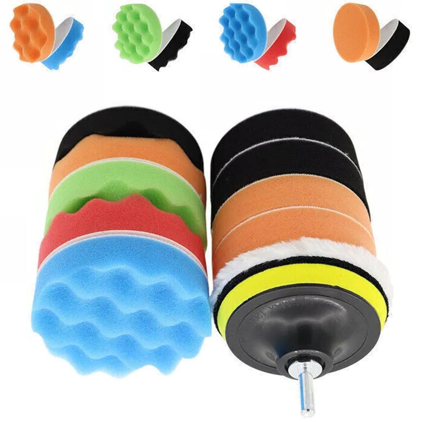 12PCS 7in Car Buffing Pads Polishing Sponge Buffer Set Waxing Foam Polisher Kit