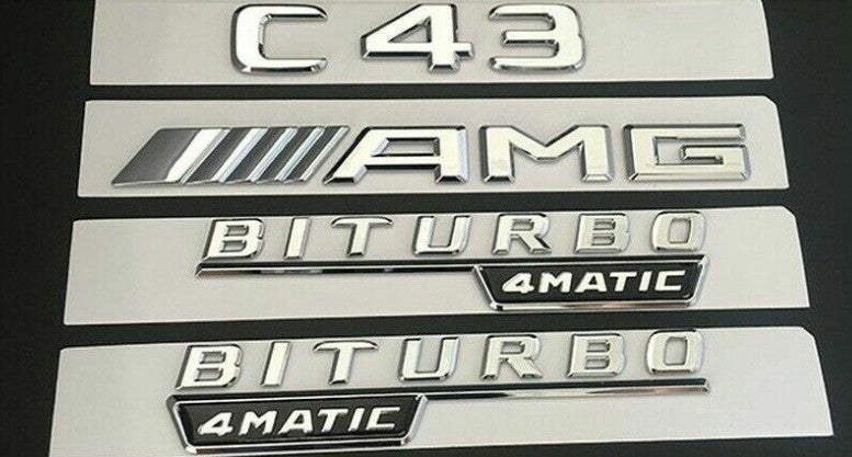Chrome rear fender badge for C43 AMG BITURBO 4MATIC W205