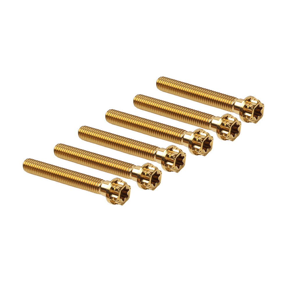 6pcs Bolts Torx Head Flange Screws M8x55mm Gold For Motorcycle Bike
