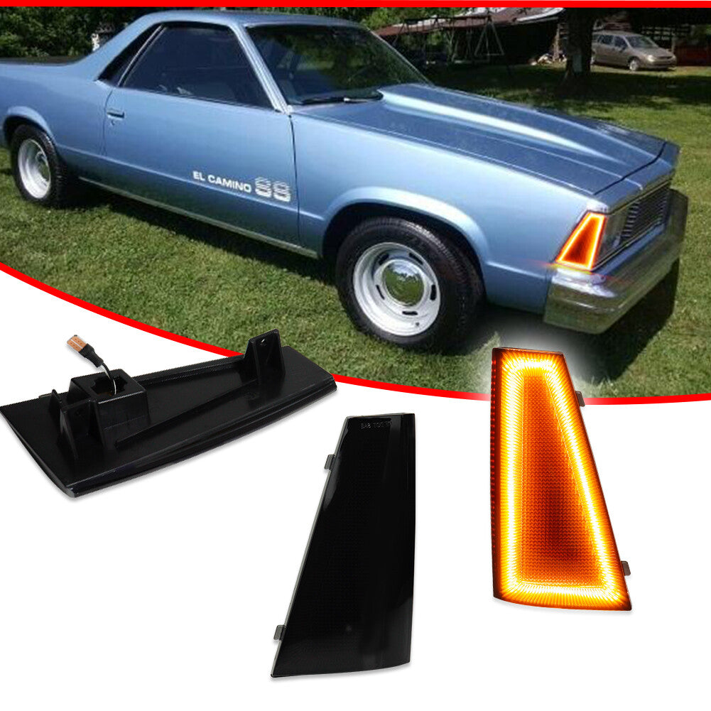 For 80-81 for El Camino and Malibu Smoked Amber Front Side Marker Lights - v