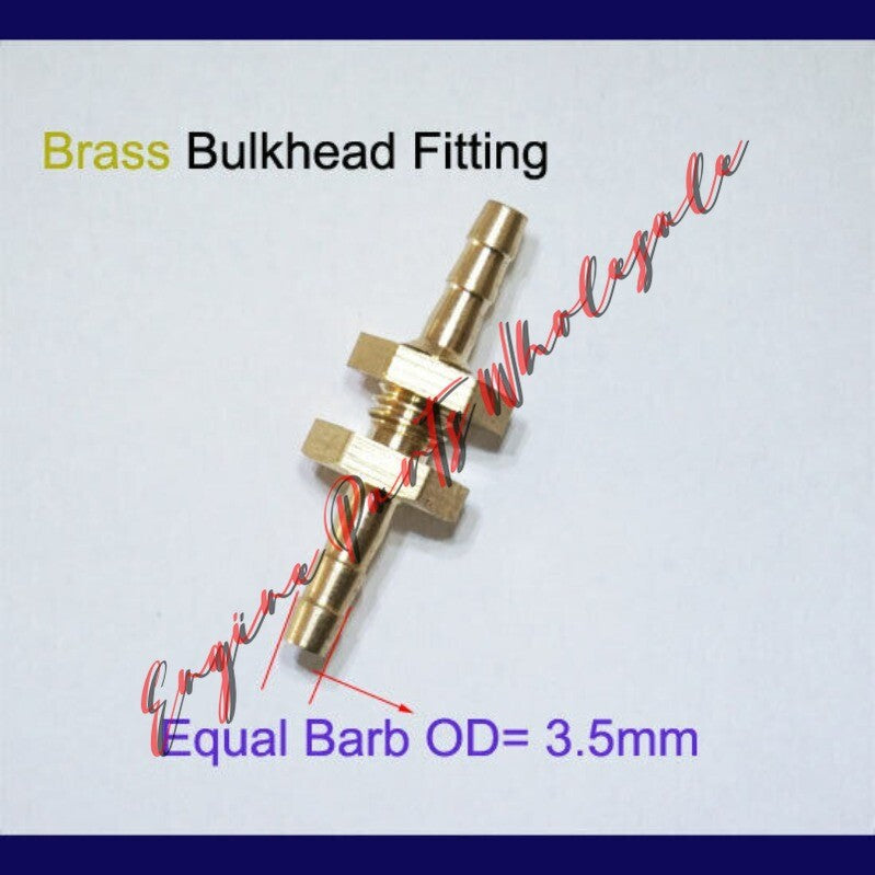 3/32 in inch 3mm Brass Bulkhead Fitting Hose Barb Joiner Tube Connector Coupler Q
