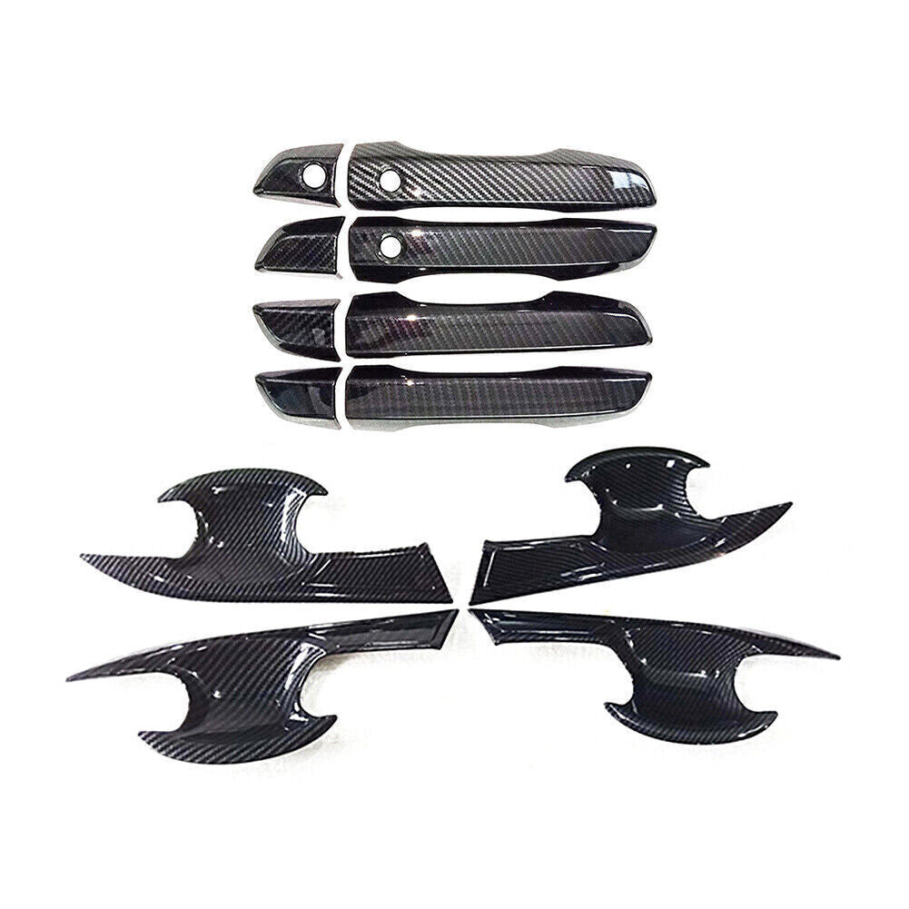 Carbon Fiber Style Door Handle Bowl Cover Kit Keyless for Honda for Civic 2016-2019