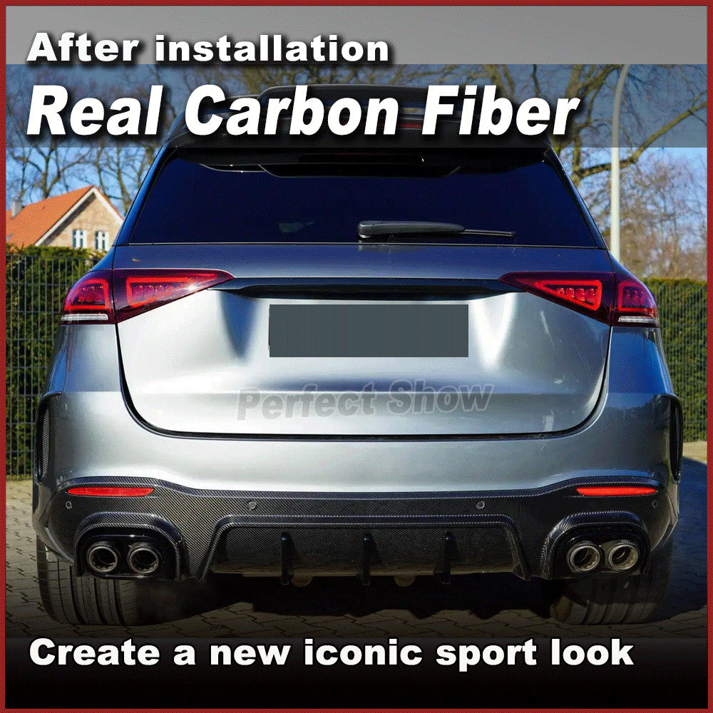 for Benz V167 GLE63 AMG SUV 21+ REAL CARBON Rear Bumper Diffuser Lip Exhaust Tip