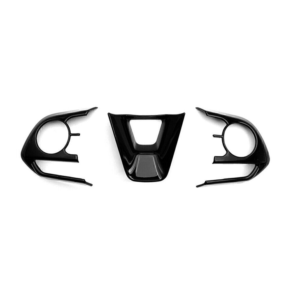 3pcs Fit 2019-2024 for Toyota for Corolla Steering Wheel Button Cover Trim Glossy Black