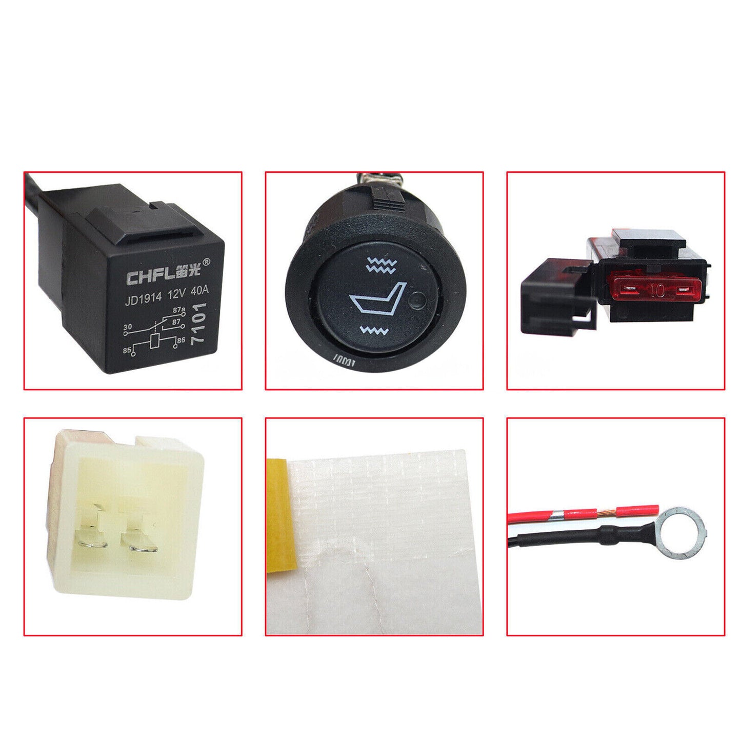 1Seat Universal Carbon Fiber Car Heated for Seat Heater Kit with Round Switch 12VIW
