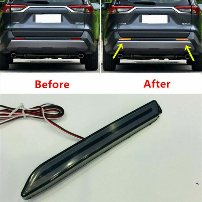 LED Smoked Rear Fog Bumper Brake Light Tail Driving Lamp For Toyot@a RAV4 20-23 n