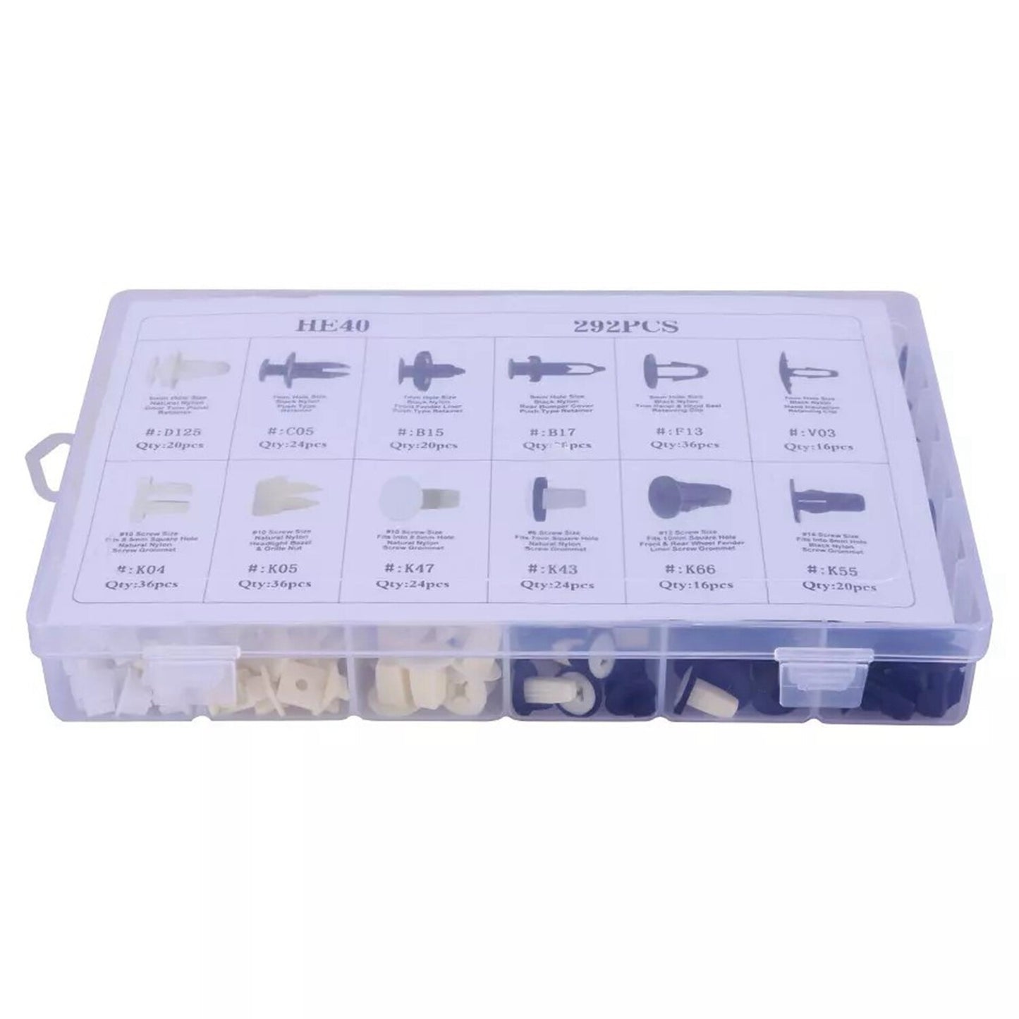 292x Fender Door Hood Bumper Trim Clip Body Retainer Assortment 1 Plastic Box
