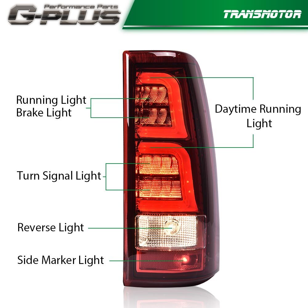 Red LED Tail Light Fits 1999 - 2006 for Silverado 99 - 02 for GMC for Sierra 1500 2500- v