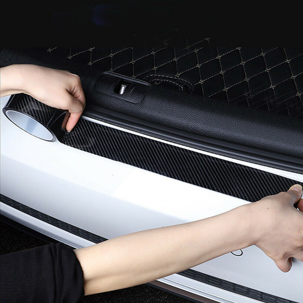 Car Black Carbon Fiber Scuff Plate Entry Strips - Cover Protection - Protection