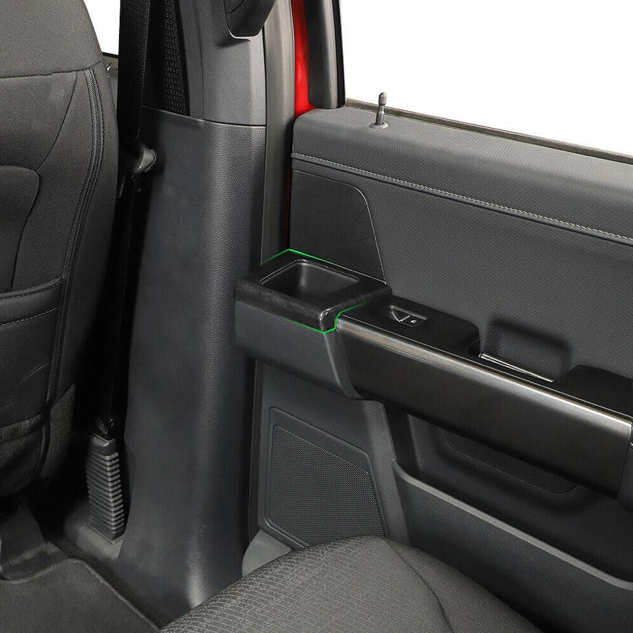 For 21-23 F150 Black Wood Grain Rear Door Armrest Storage Panel Cover Trim v