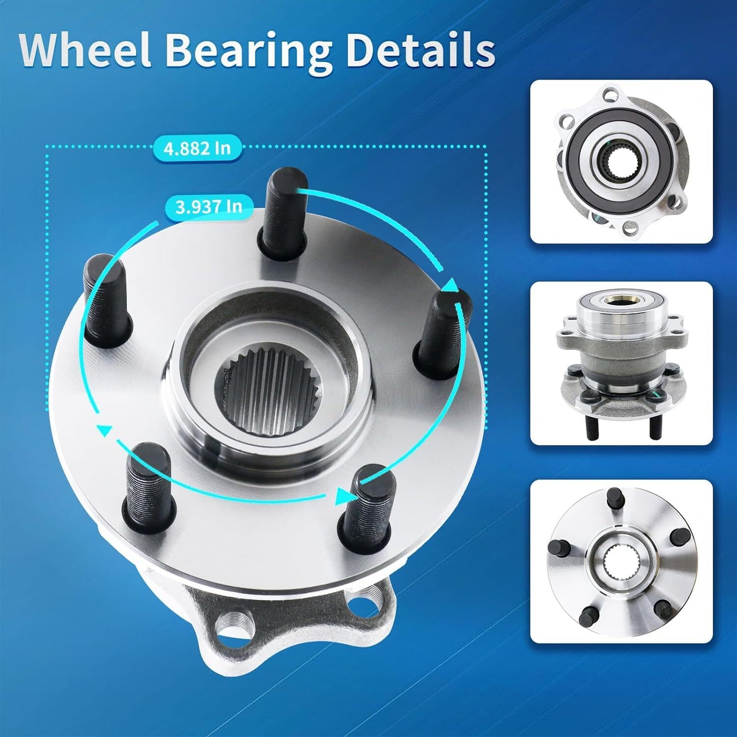 2Pcs Rear Wheel Bearing Hub Assembly For 2016-2018 for Subaru Crosstrek 2.0L 512518