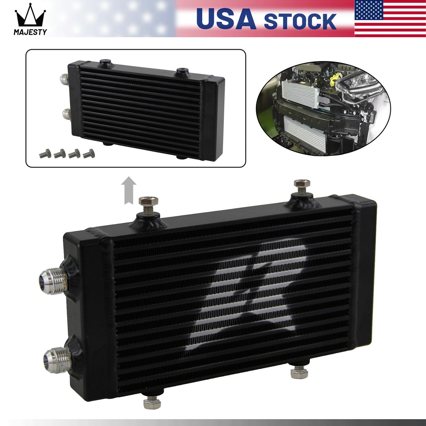 Universal Dual Pass Bar Plate Oil Cooler Small Core:9.5x5.5x1.58 AN10 Size