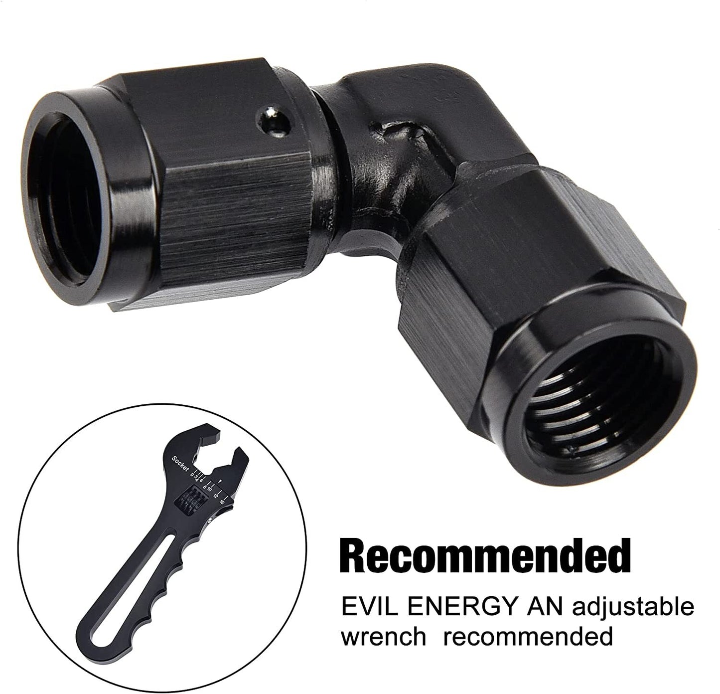6AN Female to Female Coupler Union 90 Degree Airline/Fuel Line Hose Adapter