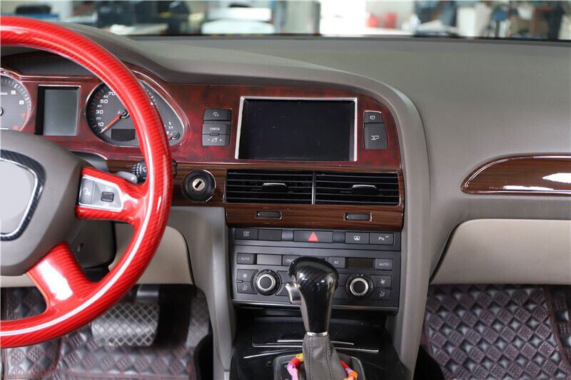 for Audi A6 2008-2011 Peach Wood Grain Middle Console Air Outlet Vent Cover Trim