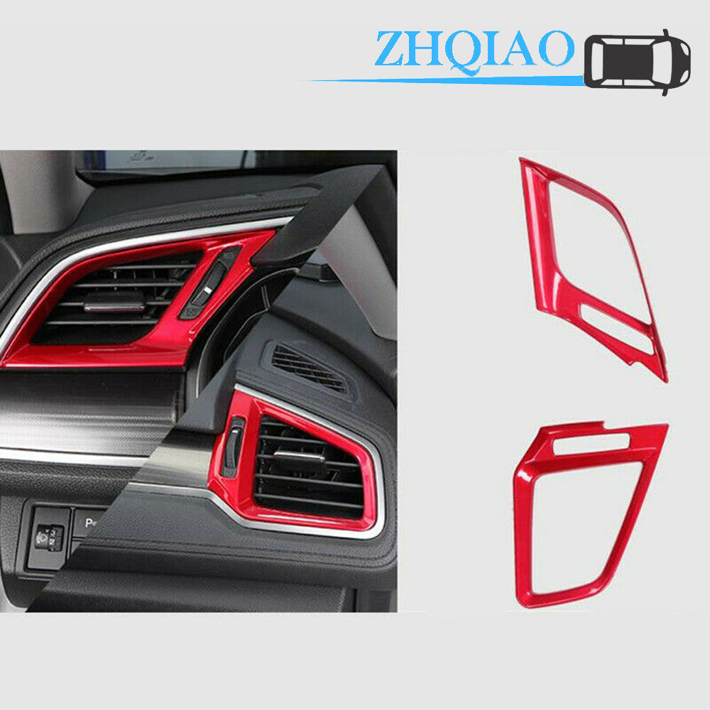 3PCS Red Front Dashboard AC Air Vent Outlet Cover Trim for Honda for Civic 2016-2020