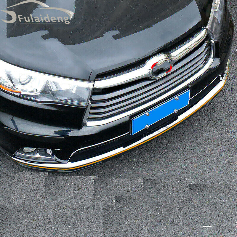 2P Front Bumper Grille Guard Chrome Trim Strips for Toyota Highlander 2014-2016
