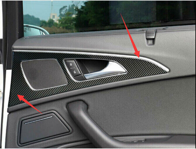 4P Carbon Fiber Look Door Handle Panel Frame Molding Trim for Audi A6 2012-2018