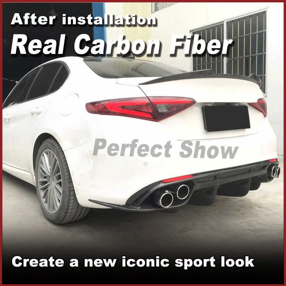 for Alfa Romeo Giulia Base 952 2017-20 REAL Carbon Rear Bumper Diffuser Spoiler