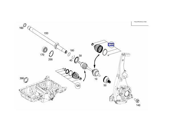 Front axle external C/V combined boot kit for Mercedes W222 W205 C200 C300 S500 S63 AMG- n