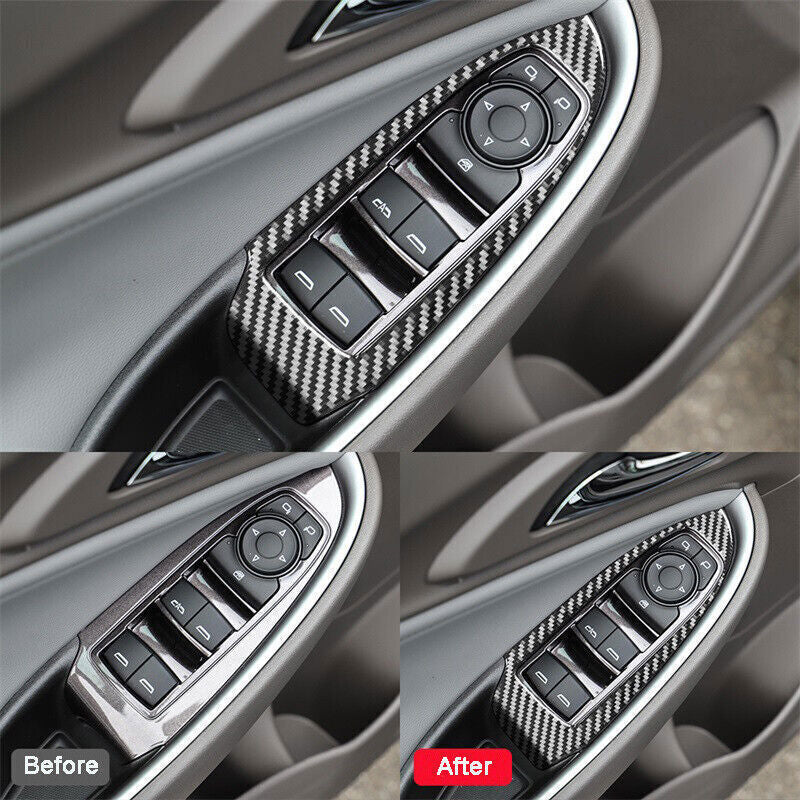 4X Real Carbon Fiber Window Switch Panel Cover Trim for Chevrolet Malibu 16-2024
