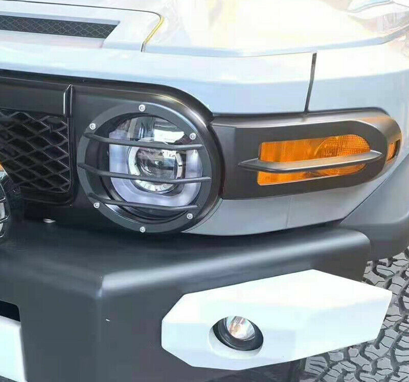 Black Steel Front Headlight Guards Cover Trim for Toyota FJ Cruiser 2006-2021
