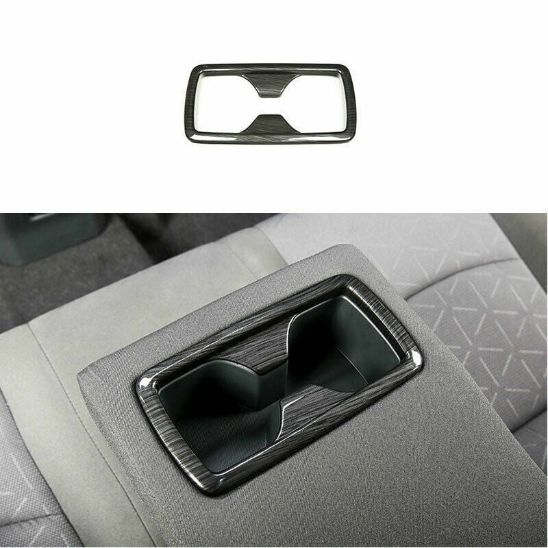 Black Brushed Rear Water Cup Holder Frame Cover Trim for Toyota RAV4 2019-2023