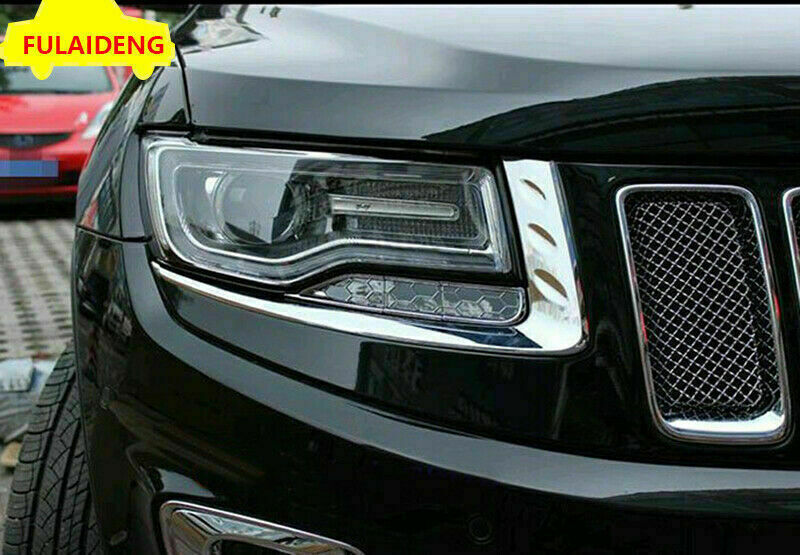 for Jeep Grand Cherokee 2014-2016 Chrome Head Light Lamp Eyelid Strip Cover Trim