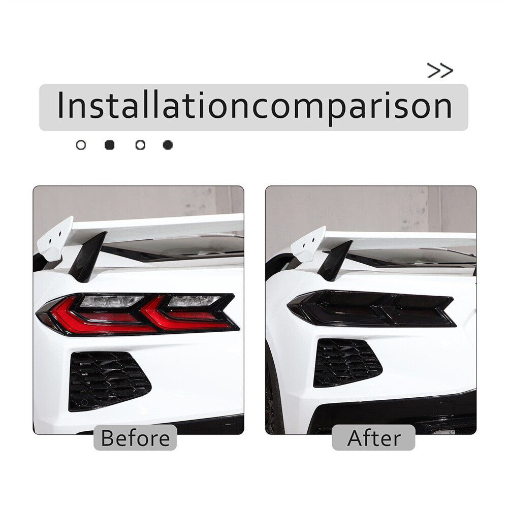 Smoked Black ABS Rear Tail Light Lamp Guard Trim for Chevrolet for Corvette C8 2020+