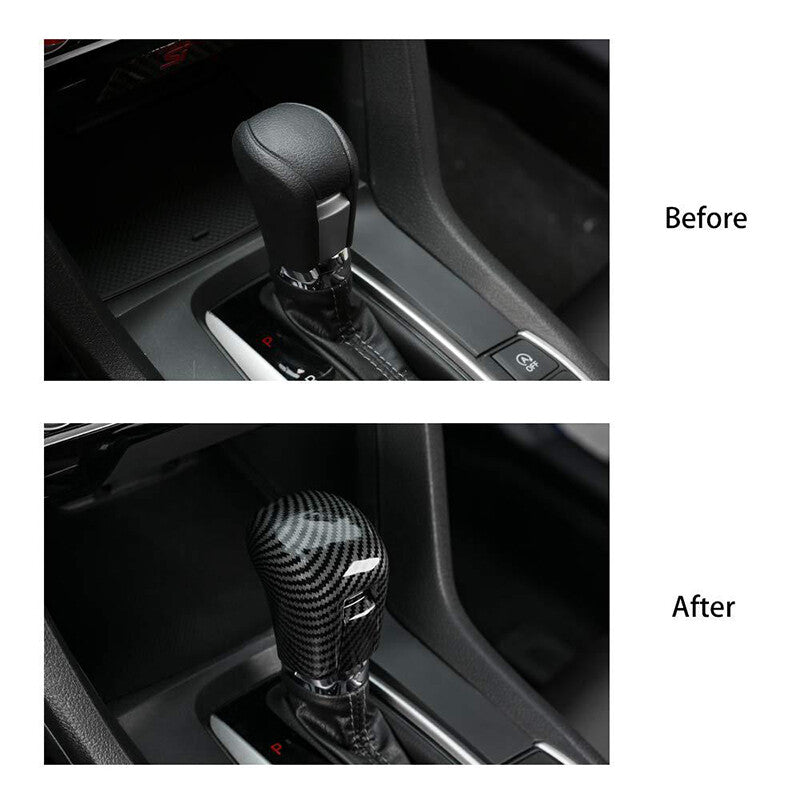 Carbon Fiber Interior Gear Shift Knob Head Cover Trim for Honda for Civic 2016-2021