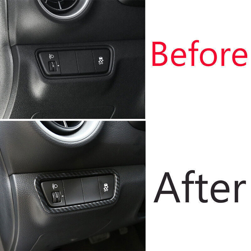 Inner Headlight Button Frame Cover Trim for Kia K3 Forte 2019-2022 Carbon Fiber