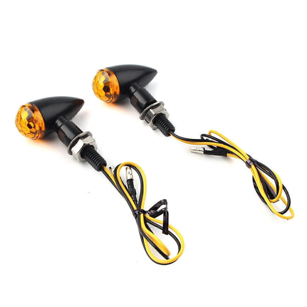 For 8MM Universal Black Metal LED for Mini Amber Turn Signal Indicators Light Q