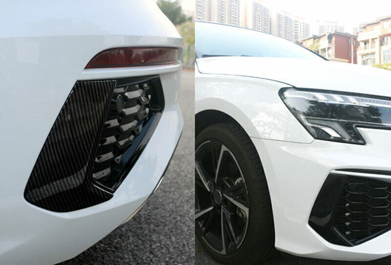 for Audi A3 22-23 ABS Carbon Fiber Front Rear Fog Light Lamp Strip Cover Trim 4X