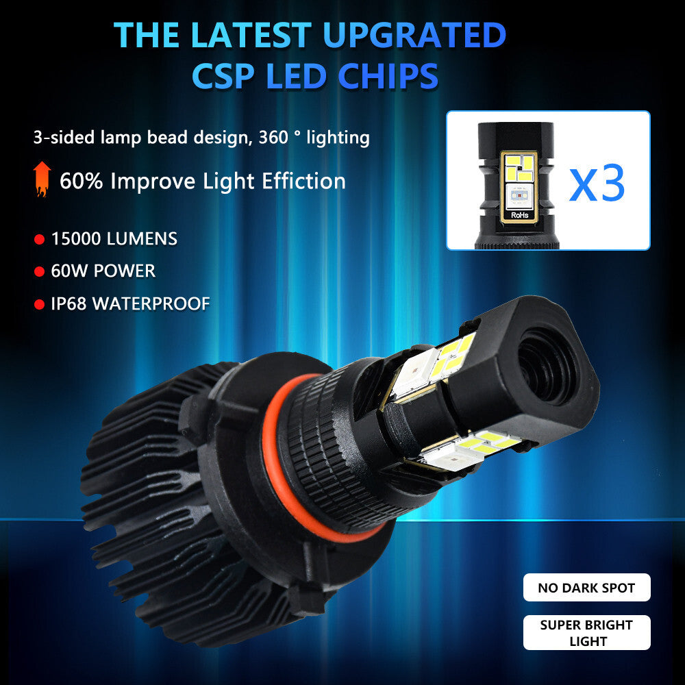 2Pc RGB LED Car Headlight Fog Light Lamp Bulb Waterproof APP Control Accessories Q