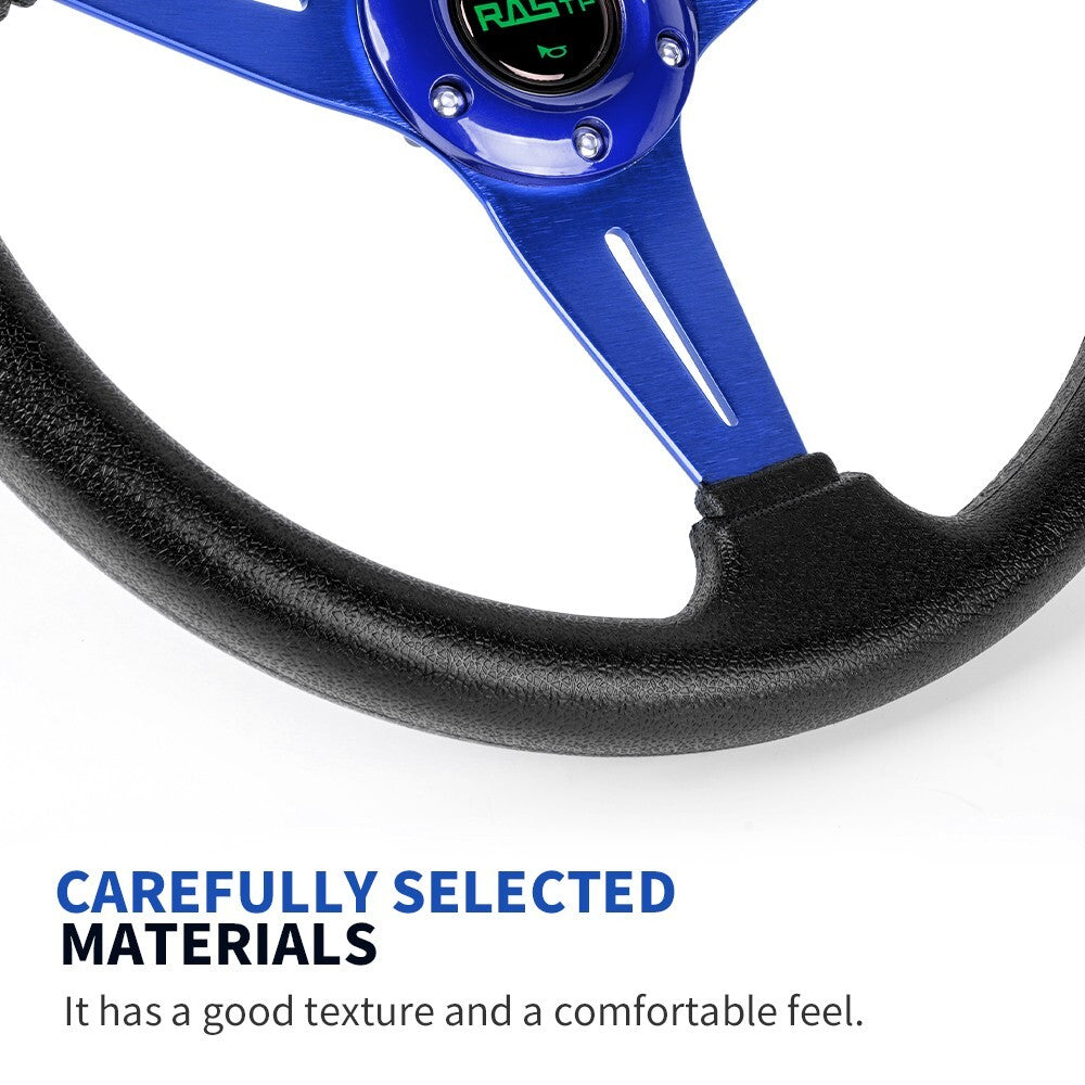 14 Racing Steering Wheel Universal Aluminum Drifting Deep Dish Blue