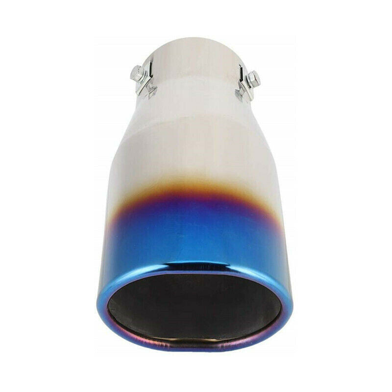 1Pc Roasted Blue Round Stainless Steel Car Exhaust Pipe Tail Muffler Tip Cover
