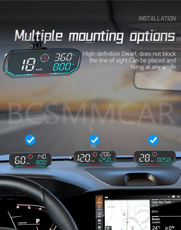 Digital Car Truck Speedometer HUD GPS Head Up Display Speed Odometer KM/H MPH Q