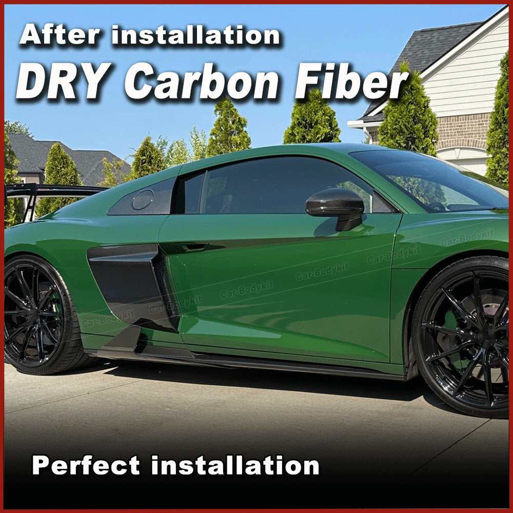 for Audi R8 V10 2020-2024 Dry Carbon Fiber Side Skirts Extensions Lip Splitters