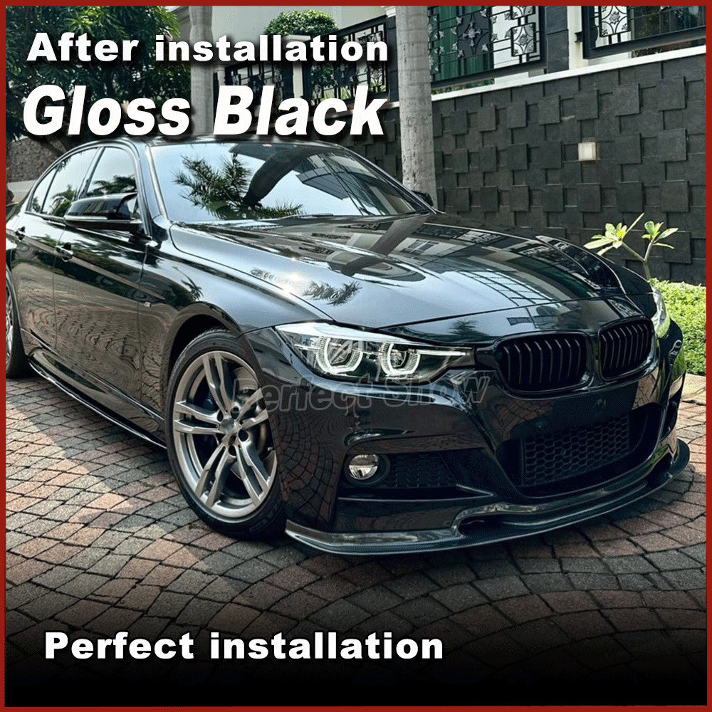 for BMW 3 Series F30 318i 320i MTech Bumper 12-18 Gloss Black Front Lip Spoiler