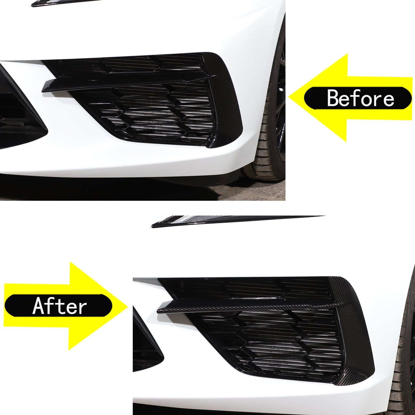 Carbon fiber ABS front bumper grille accent cover for Corvette C8 2020-23 n