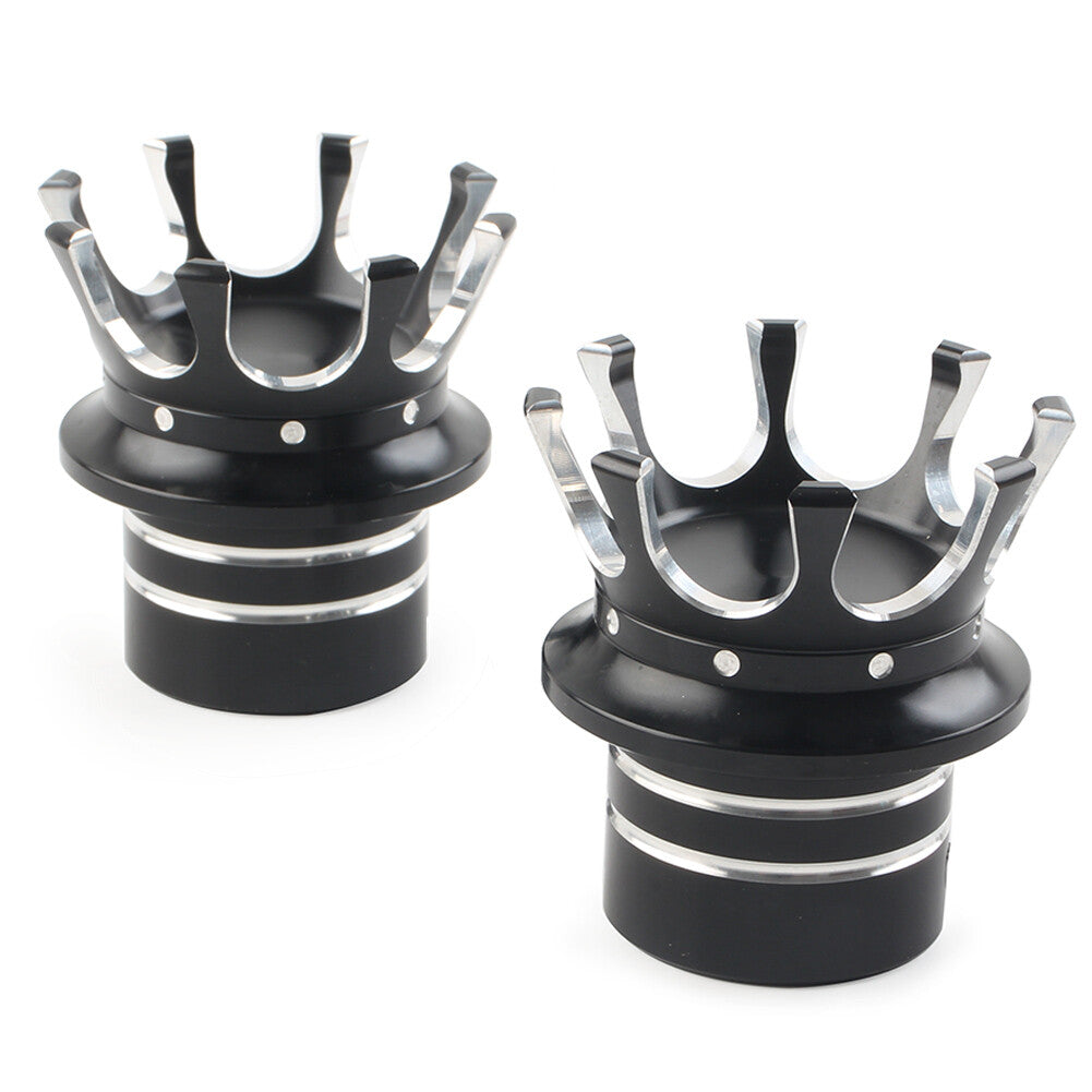 Crown Front Axle Nut Cover for Harley Softail Sportster Road King Black+White