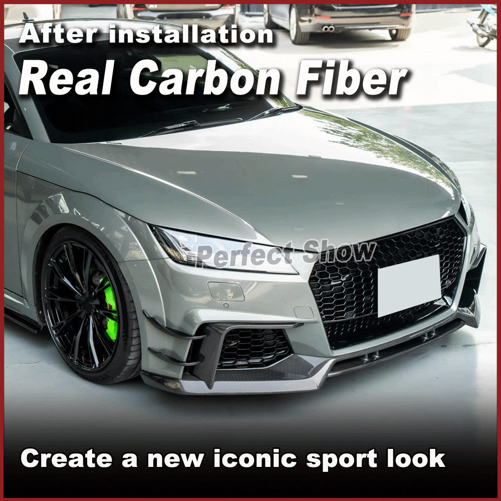 Fit for Audi TT TTRS 2016-18 REAL Carbon Front Bumper Chin Lip Spoiler Splitter