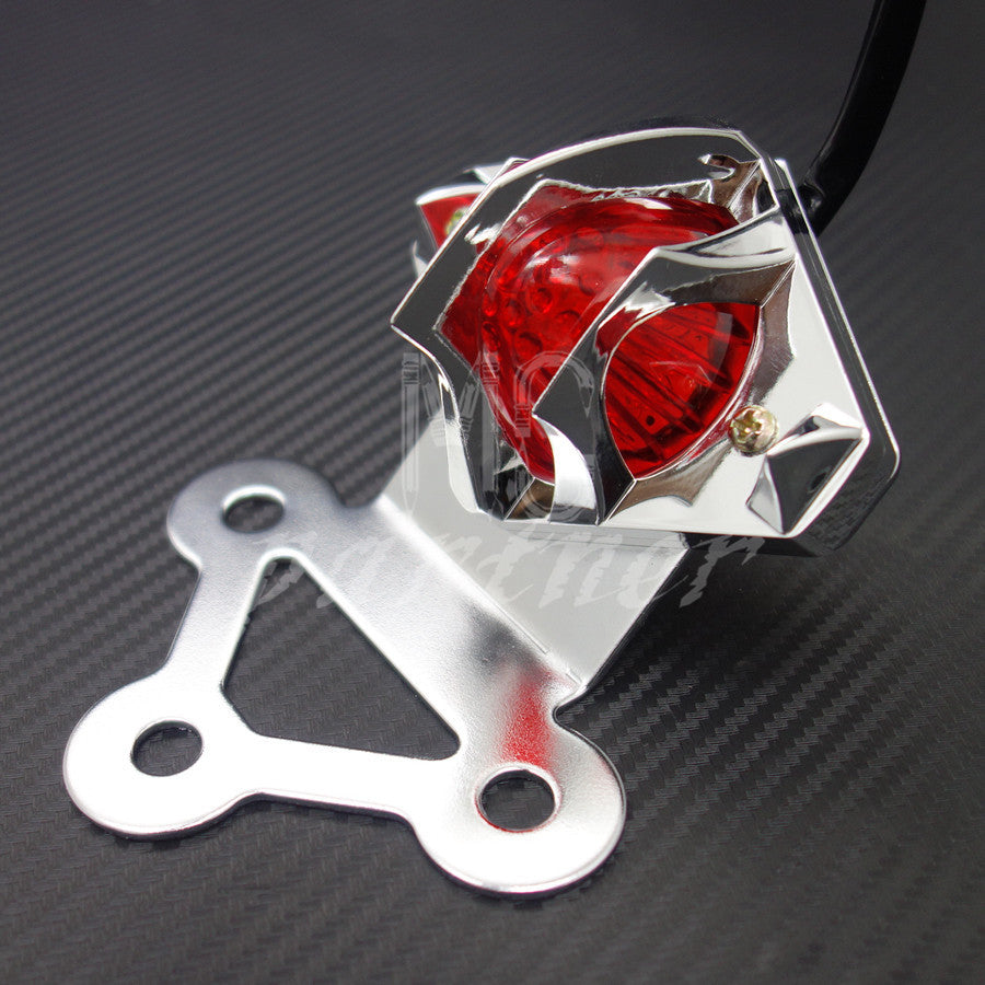 Chrome Grill LED Tail Brake Light License Plate for Harley Bobber Chopper Custom Q