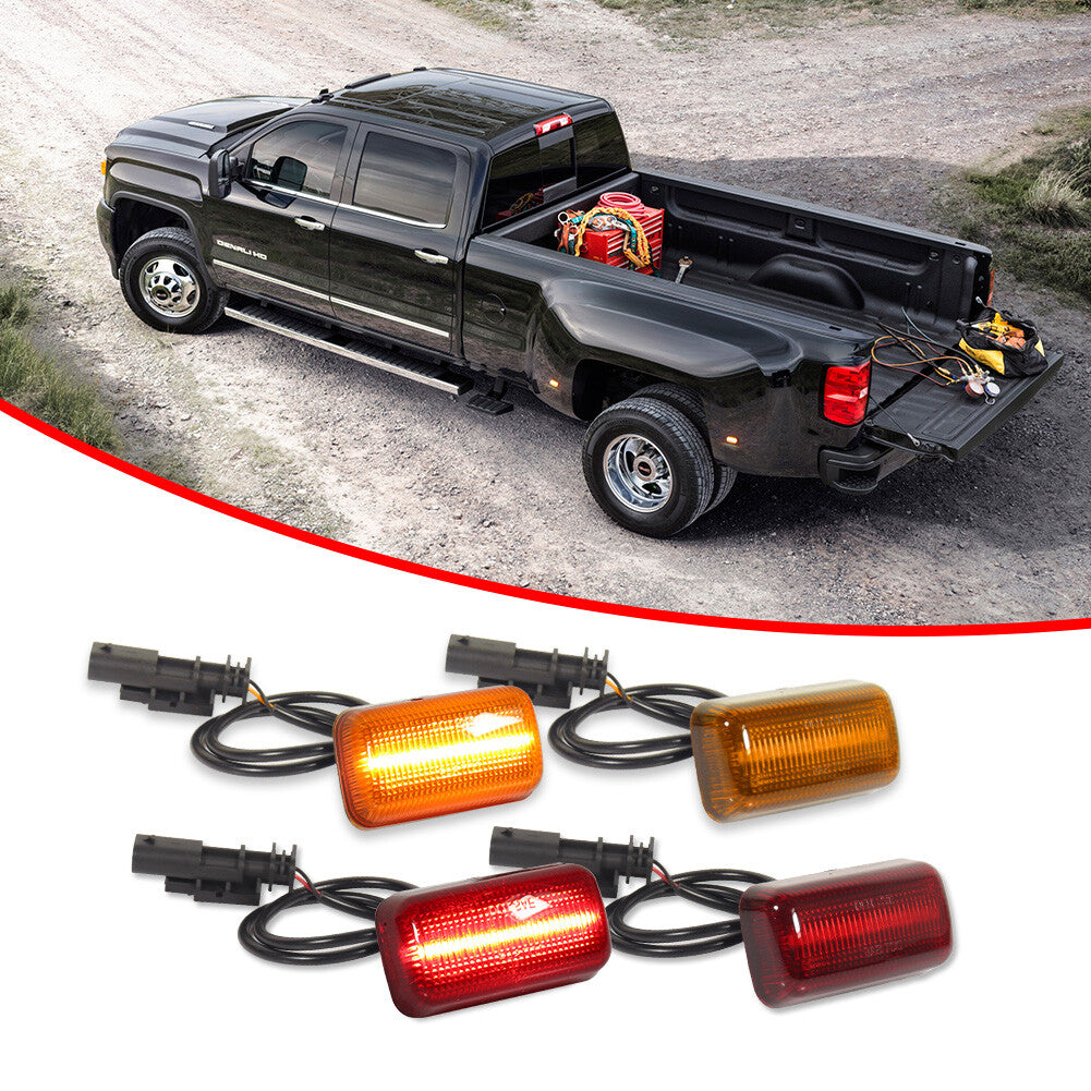 For 2015 - 2023 for GMC Twin Cab LED Wheel Fender Side Marker Lights Amber/Red - v