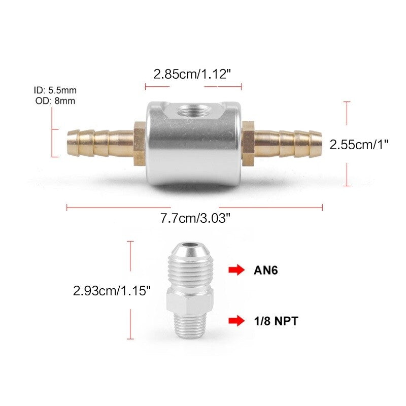 Fuel Pressure Regulator Gauge 0-100psi Liquid Filled 1/8 NPT W/Adaptor Adapter