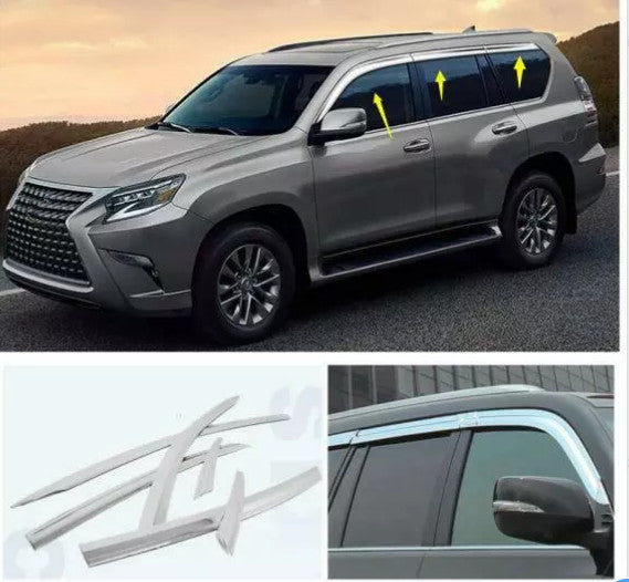 for Lexus GX460 2010-2020 Chrome Window Visor Vent Shade Rain Guard Deflector 6X