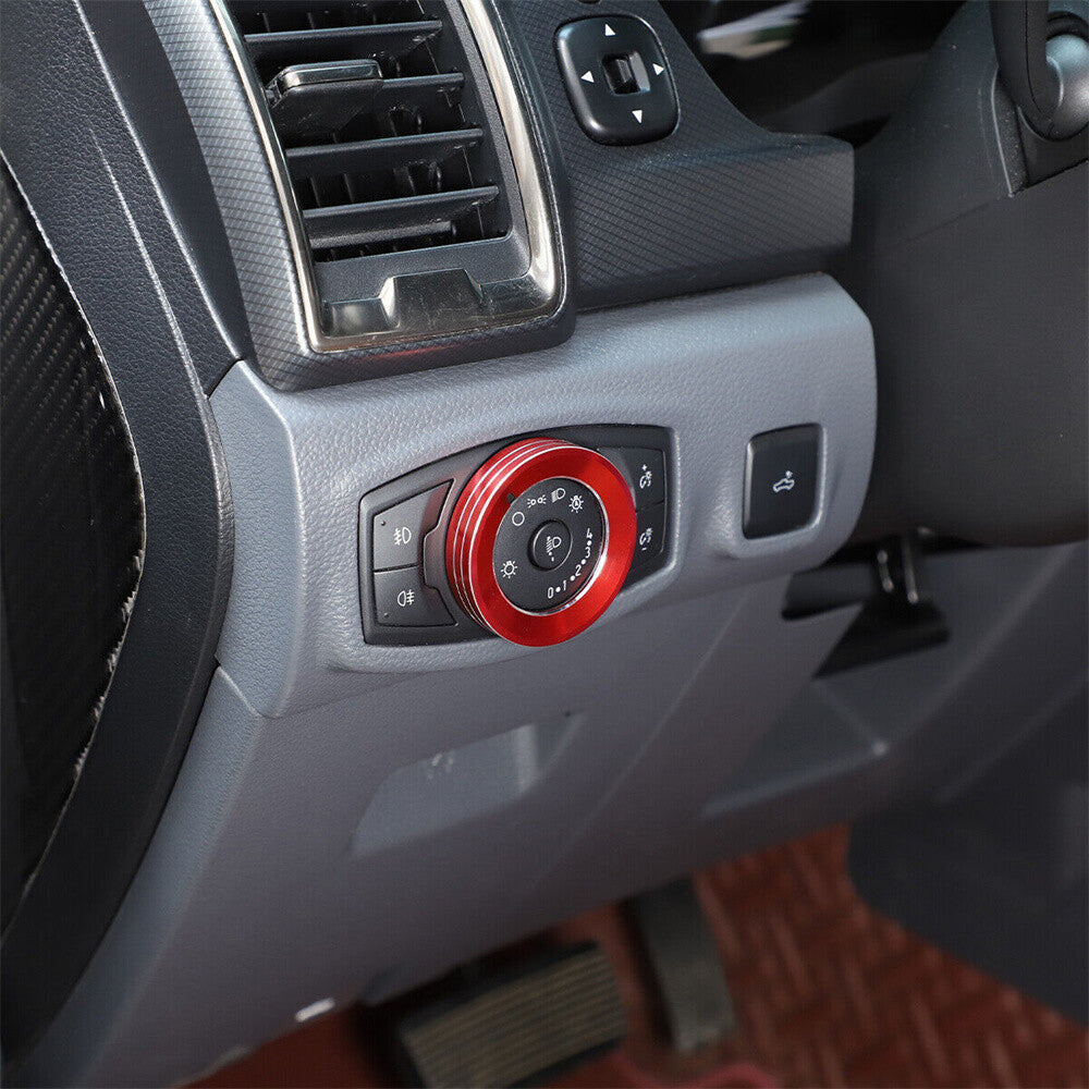 Red Headlight Switch 4WD Four-wheel Drive Knob Cover for Ford Ranger 2015-2021